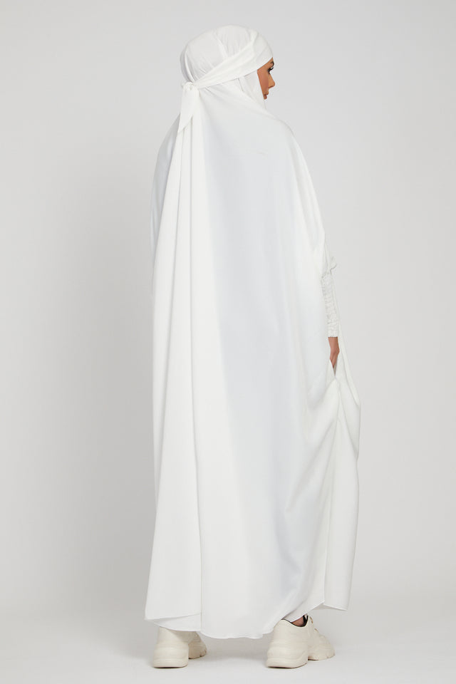 One Piece Full Length Jilbab/ Prayer Abaya -Zipped Cuffs and Pockets - White