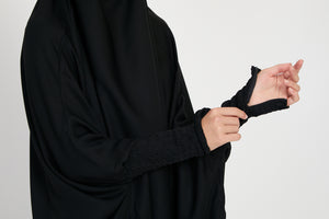 One Piece Jilbab/Prayer Abaya - Zipped Cuffs And Pockets - Black