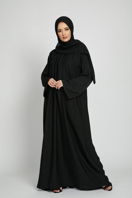 Plain Black Abaya with Wide Sleeves