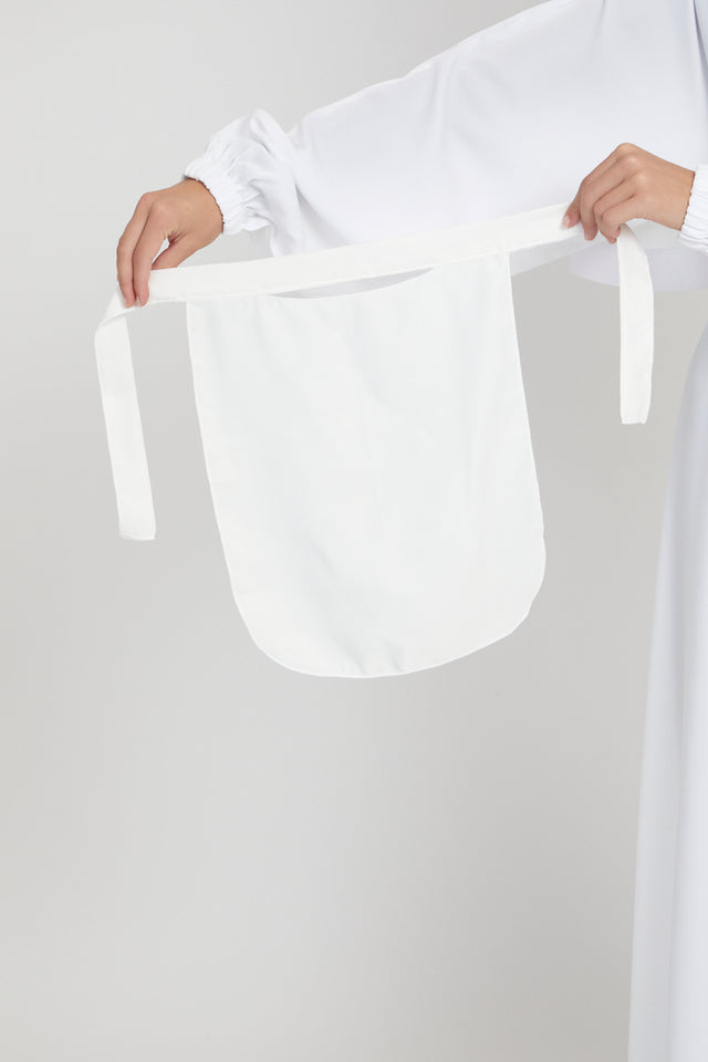 One Piece Full Length Jilbab -Zipped Cuffs and Pockets - White