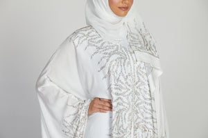 Luxury Ice White Embellished Open Farasha