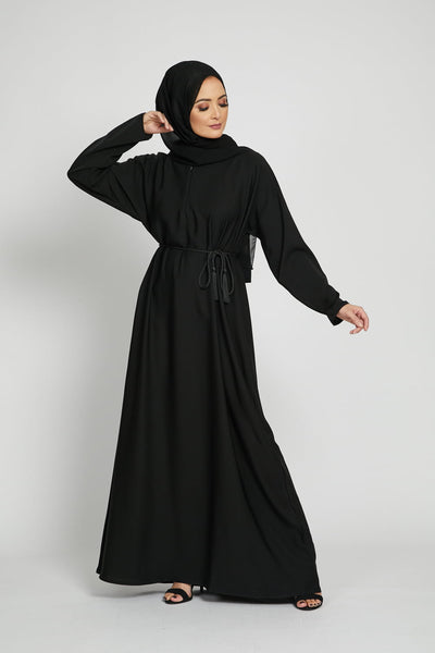Simple Everyday Abaya - Front Open Jet Black