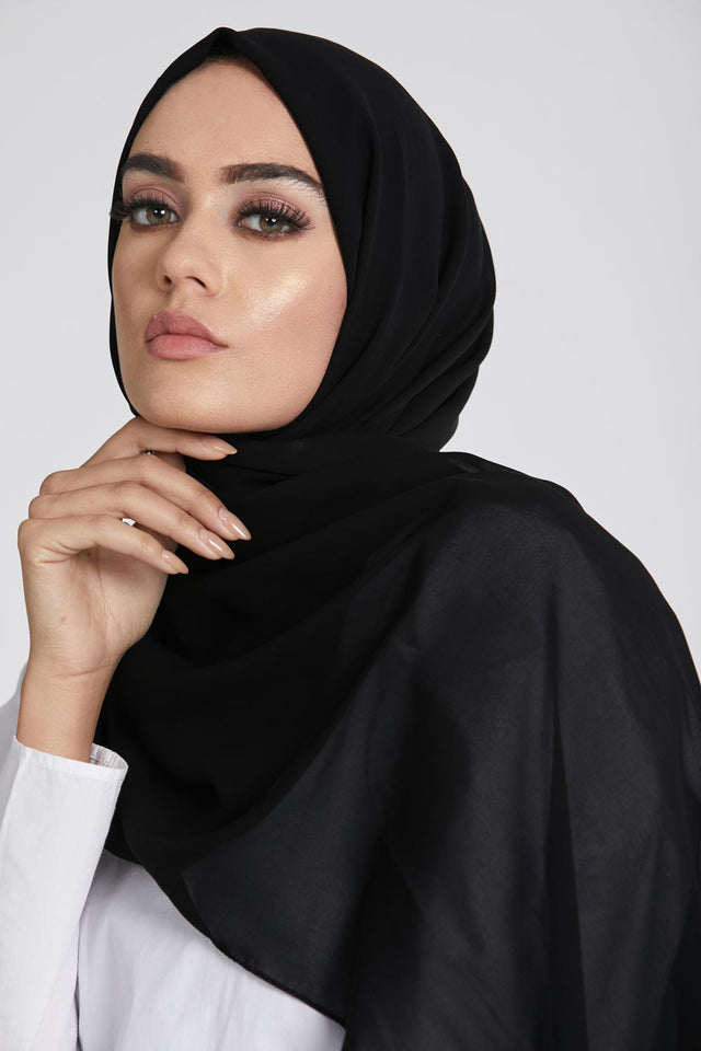 Luxury Georgette Hijab - Black