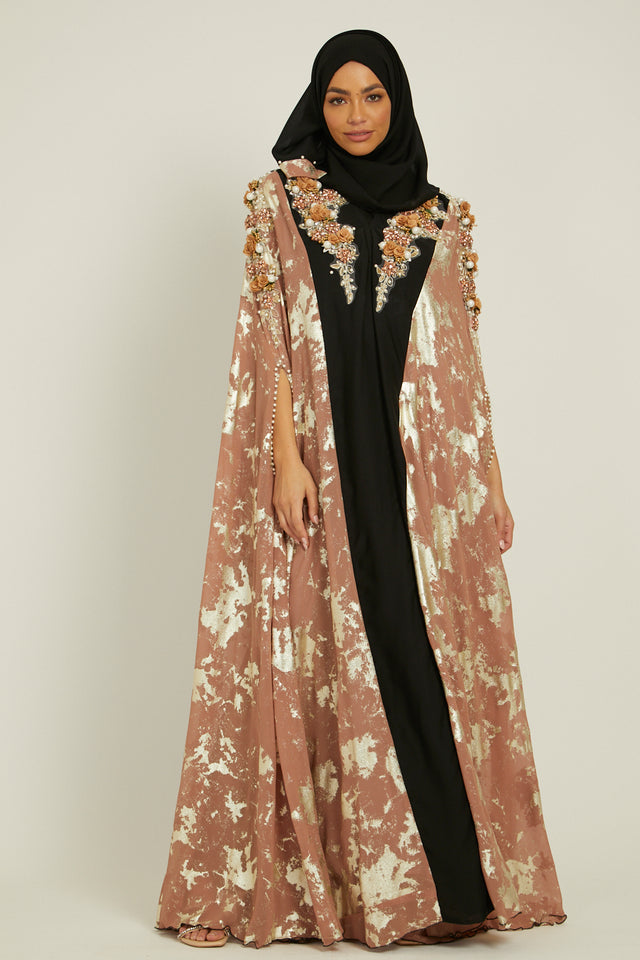 Luxury Sunset Haze Cape With Floral Lace Detailing