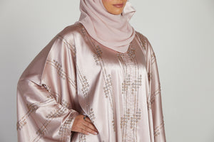 Luxury Satin Mink Blush Embellished Open Farasha