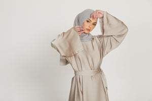 Premium Nude Satin Umbrella Cut Abaya - Limited Edition