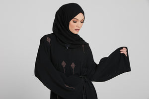Premium Regal Black Embellished Closed Abaya
