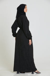 Premium Striped Open Abaya with Pockets