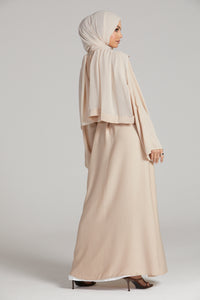Premium Textured Open Abaya - Nude