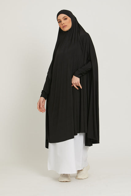 Premium Jersey Prayer Abaya  - Black