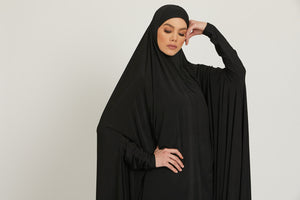 Premium Jersey Prayer Abaya  - Black