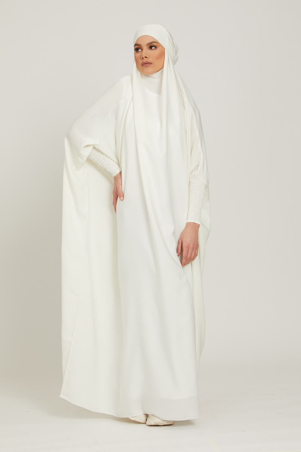 One Piece Full Length Jilbab/ Prayer Abaya - Ivory White - Nidha - Adult - 58 - Abayabuth One Piece Full Length Jilbab/ Prayer Abaya - Ivory White - Nidha - Adult - 58 - Abayabuth