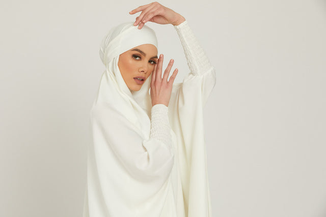 One Piece Full Length Jilbab/ Prayer Abaya - Ivory White