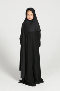 Junior Girls Premium Instant Jersey Hijab - Black