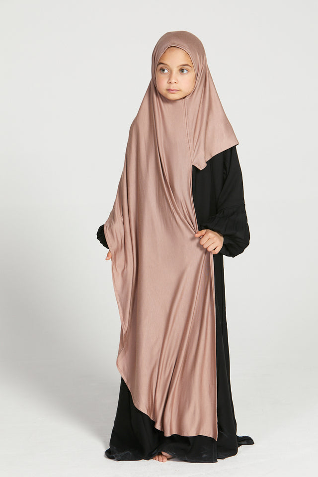 Junior Girls Premium Instant Jersey Hijab - Dusty Taupe