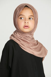 Junior Girls Premium Instant Jersey Hijab - Dusty Taupe
