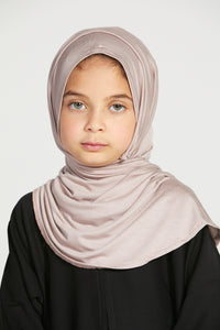 Junior Girls Premium Instant Jersey Hijab - Mink