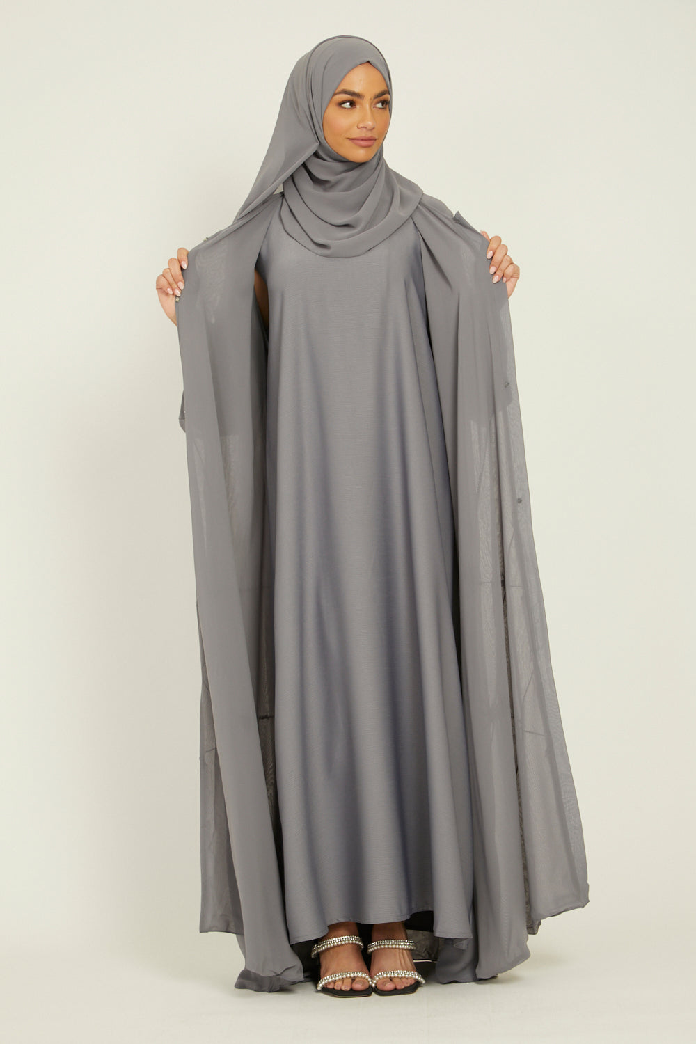 Premium Textured Inner Slip Dress - Grey