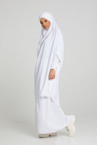 Two Piece Jilbab/Prayer Set with Pockets - White