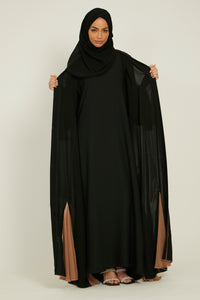 Premium Textured Inner Slip Dress - Black