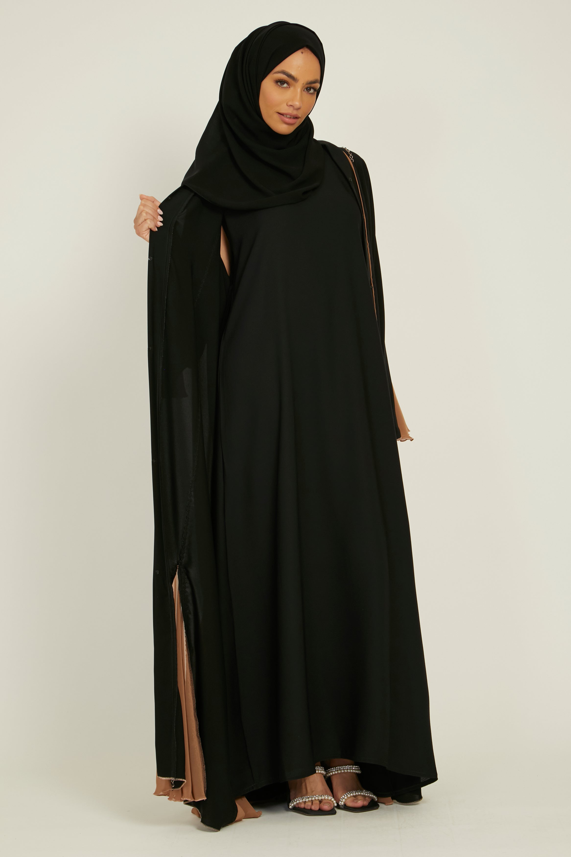 Premium Textured Inner Slip Dress - Black