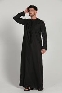 Premium Emirati Thobe - Black With Embroidery