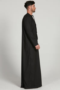 Premium Emirati Thobe - Black With Embroidery