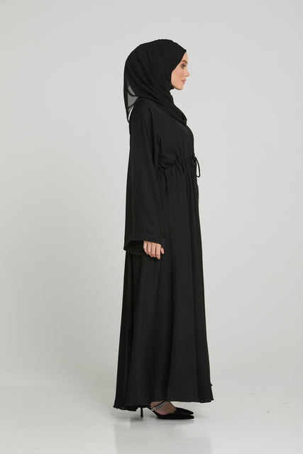 Black Umbrella Cut Abaya with Inner Belt