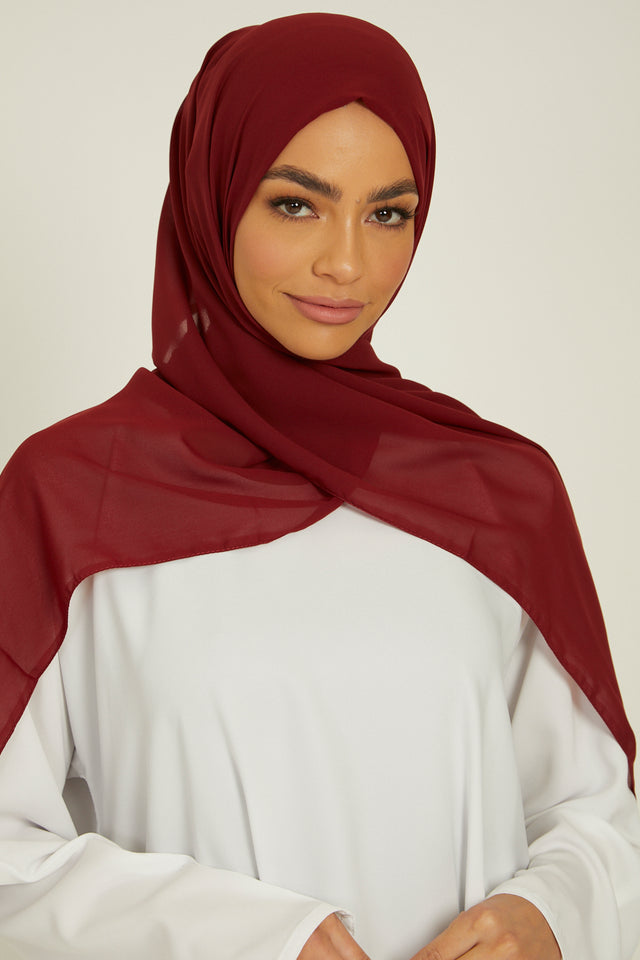 Luxury Georgette Hijab -  Maroon