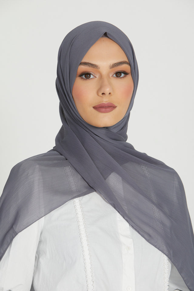 Luxury Crinkle Chiffon Hijab - Pebble