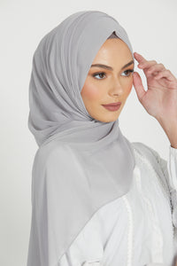 Luxury Crinkle Chiffon Hijab - Light Grey