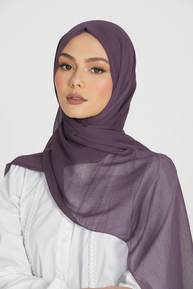 Luxury Crinkle Chiffon Hijab - Plum