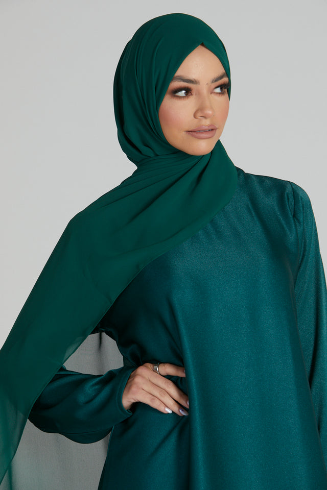 Luxury Georgette Chiffon Hijab -  Forest Green