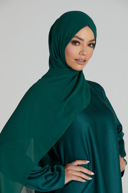 Luxury Georgette Chiffon Hijab -  Forest Green