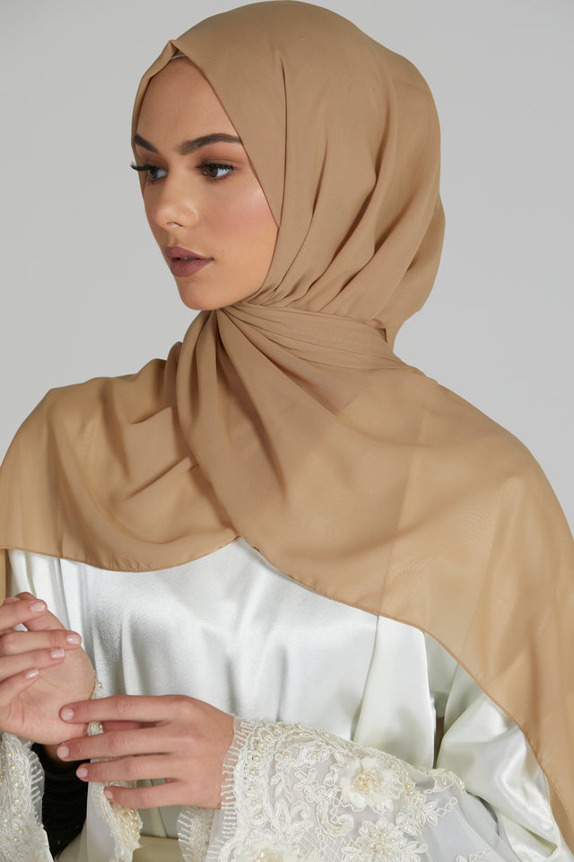 Luxury Georgette Hijab - Safari Sand