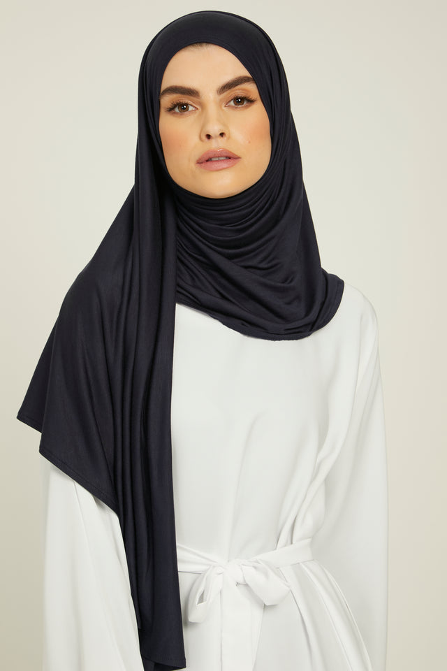 Premium Instant Jersey Hijab - Navy