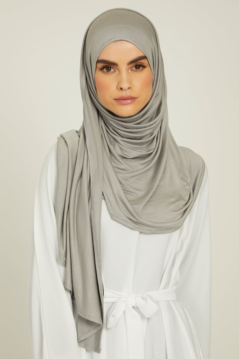 Silver Grey Instant Hijab - Ready-to-Wear Jersey Hijab