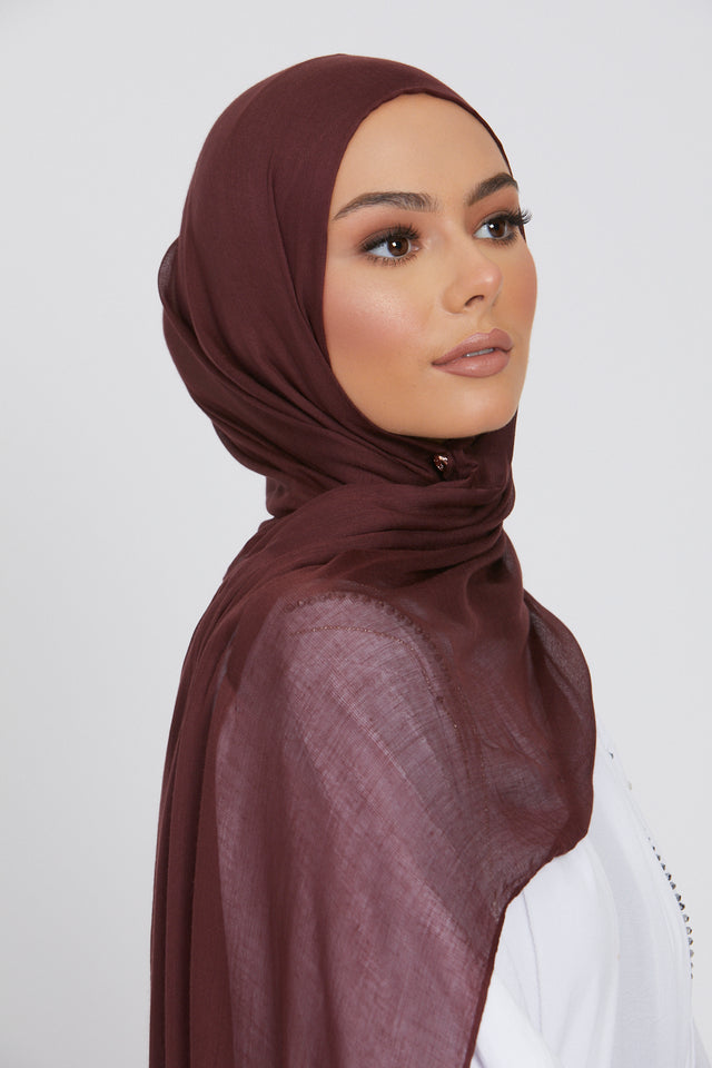 Premium Modal Matt Hijab - Deep Mahogany