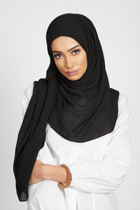 Modal Crinkle Hijab - Black