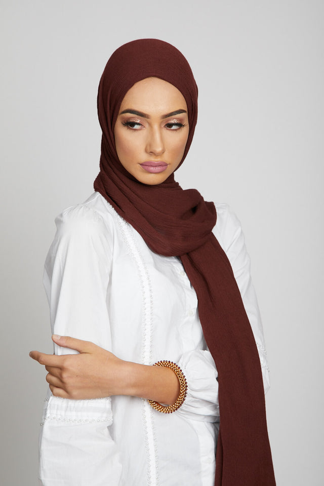 Modal Crinkle Hijab - Mahogany