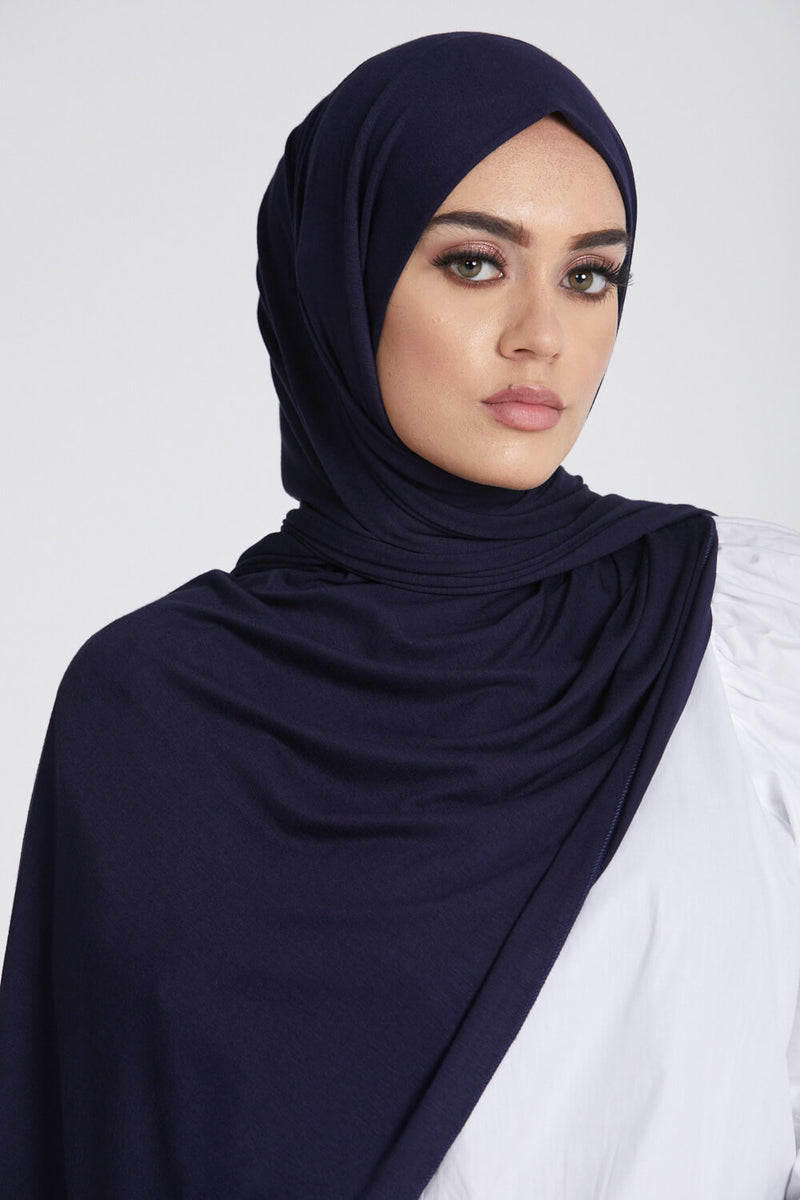 Navy Jersey Hijab - Navy Blue Jersey Hijab - Viscose & Lycra