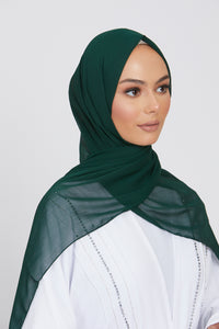 Luxury Crinkle Chiffon Hijab - Forest Green