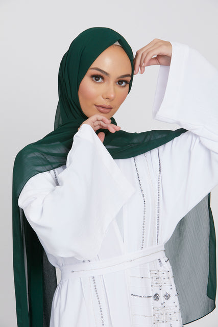 Luxury Crinkle Chiffon Hijab - Forest Green