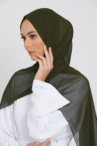 Luxury Crinkle Chiffon Hijab - Olive