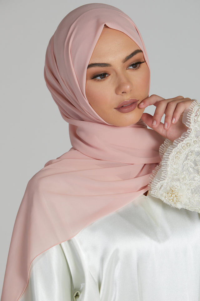 Luxury Georgette Chiffon Hijab - Blushing Bride