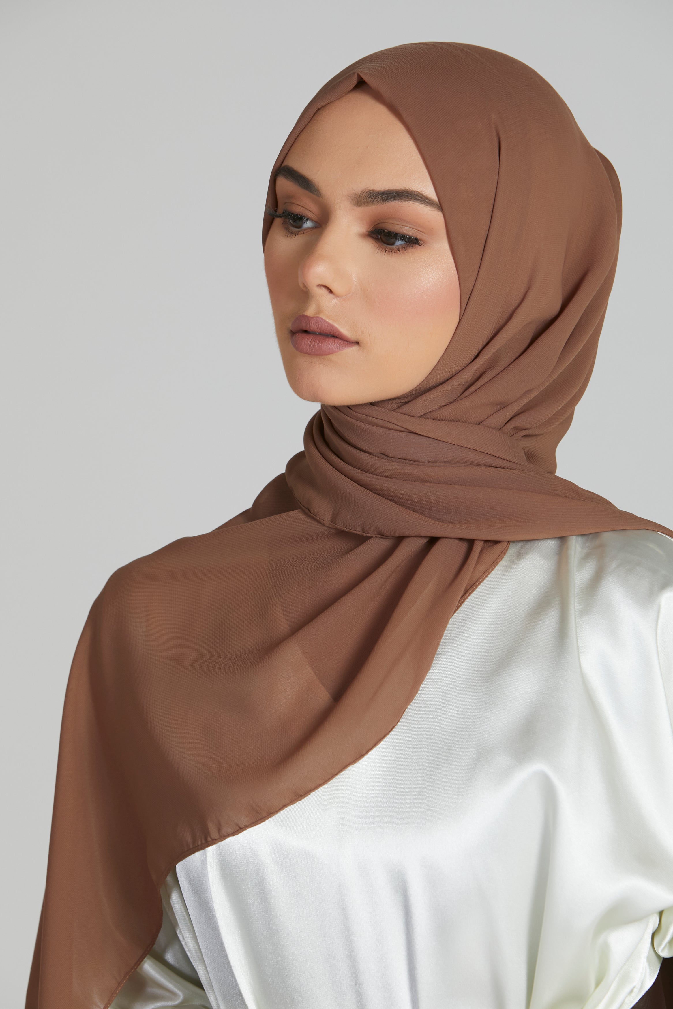 Luxury Georgette Hijab - Amber Brown