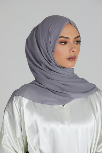 Luxury Georgette Hijab - Charcoal Grey