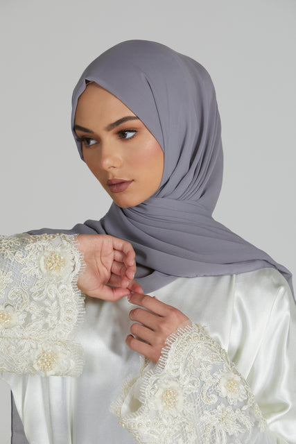 Luxury Georgette Hijab - Charcoal Grey