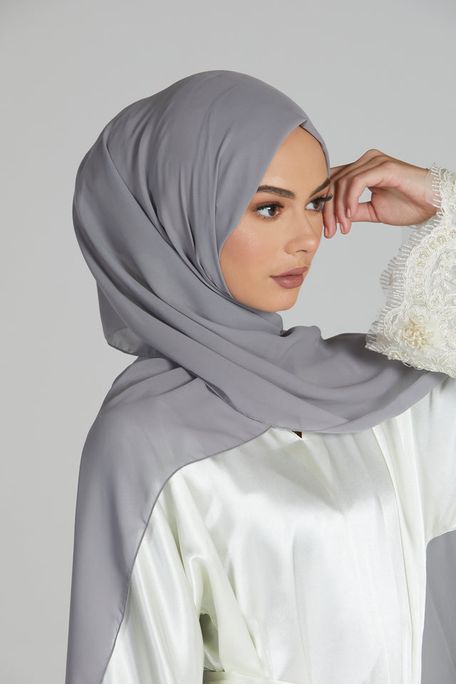 Luxury Georgette Hijab - Sky Grey