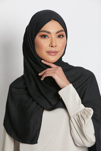 Premium Bamboo Woven Hijab - Black